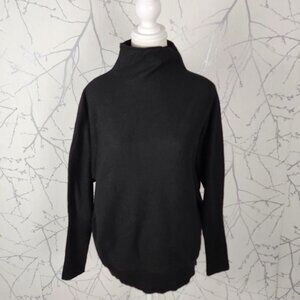 Telluride Black 100% Extra Fine Merino Wool Mockneck Sweater